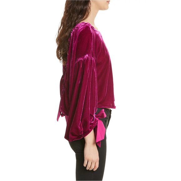 Gimme Some Lovin' Velvet Bows Slouchy Crop Top XS - Picture 8 of 8